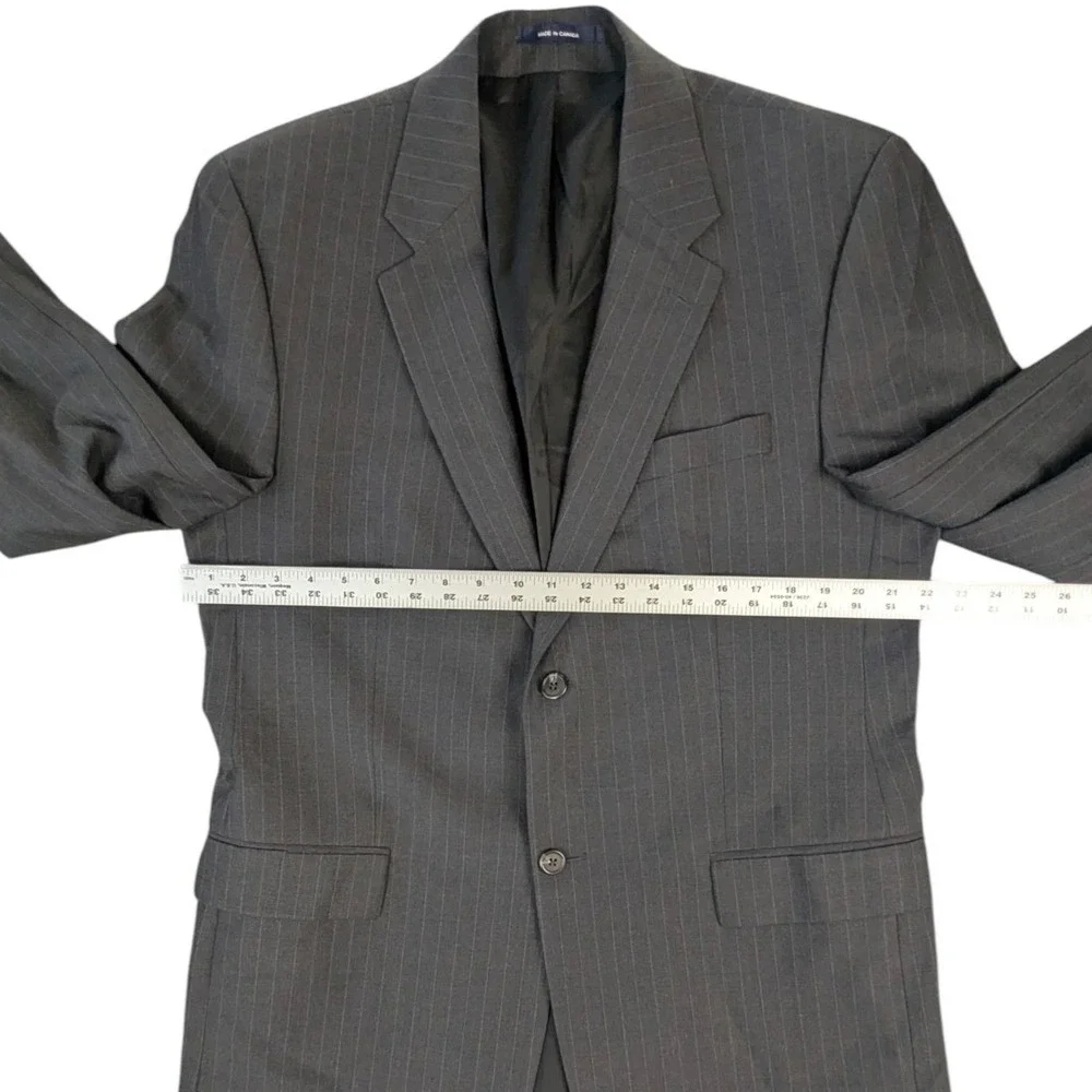 Ralph Lauren Suit 42L Charcoal Pinstripe Wool Stretch Made Canada Dillard's
